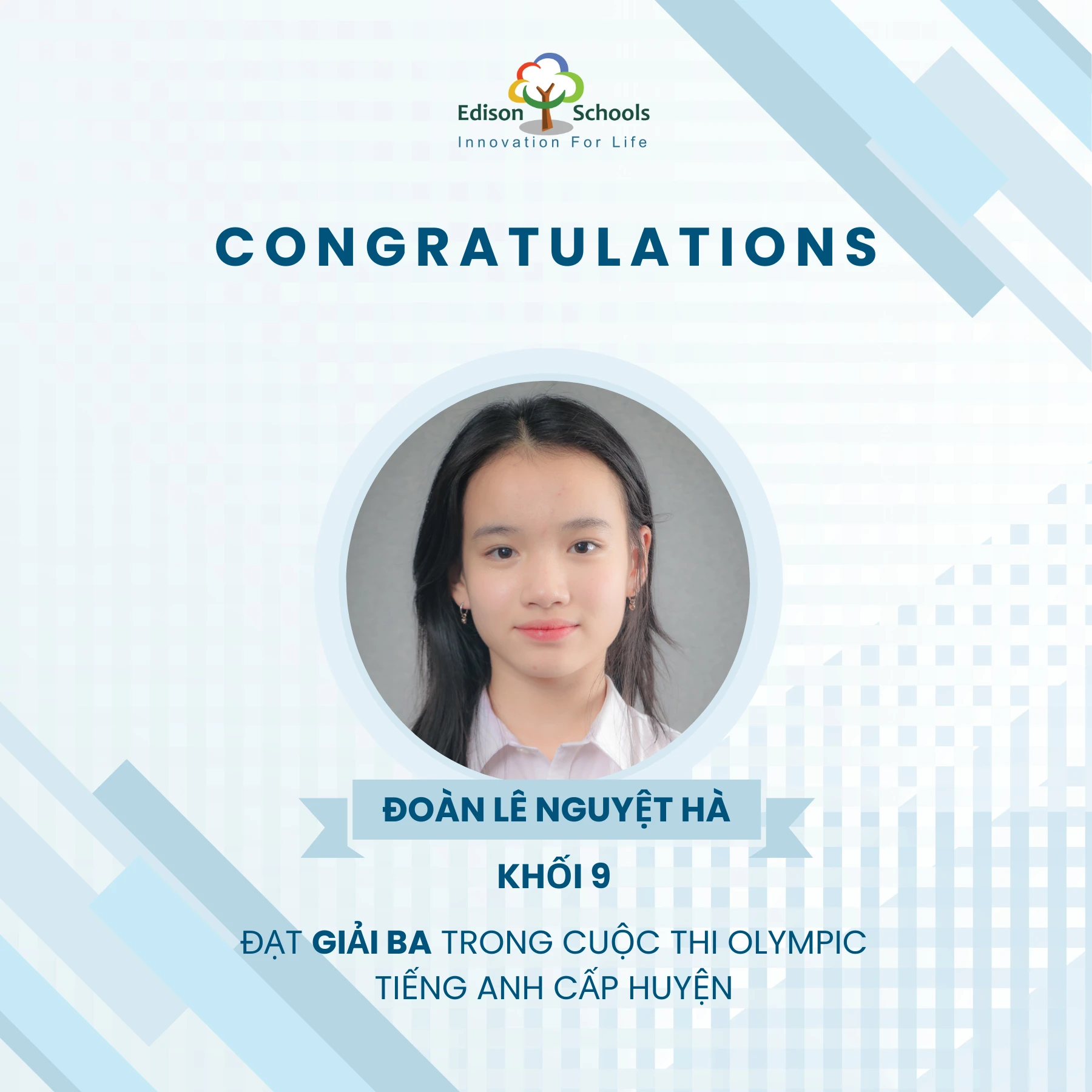 Thành tích xuất sắc của học sinh Edison Schools An Khánh tại cuộc thi Olympic tiếng Anh cấp huyện