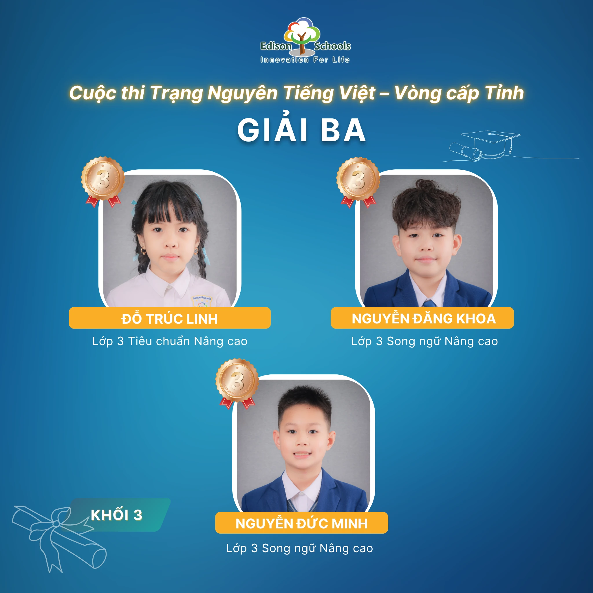 Học sinh lớp 3 Edison Ecopark đạt thành tích cao tại Trạng Nguyên Tiếng Việt cấp tỉnh