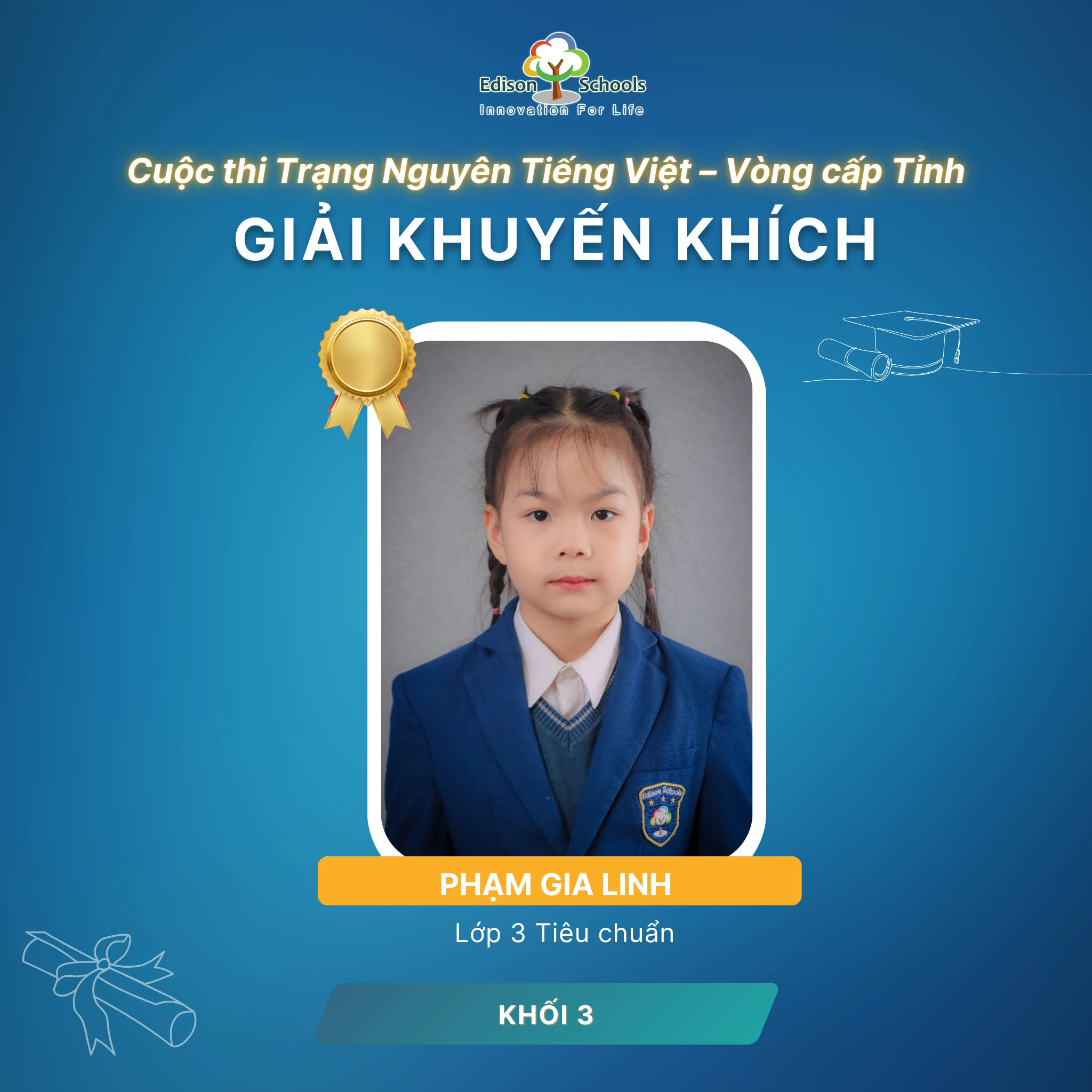 Học sinh lớp 3 Edison Ecopark đạt thành tích cao tại Trạng Nguyên Tiếng Việt cấp tỉnh