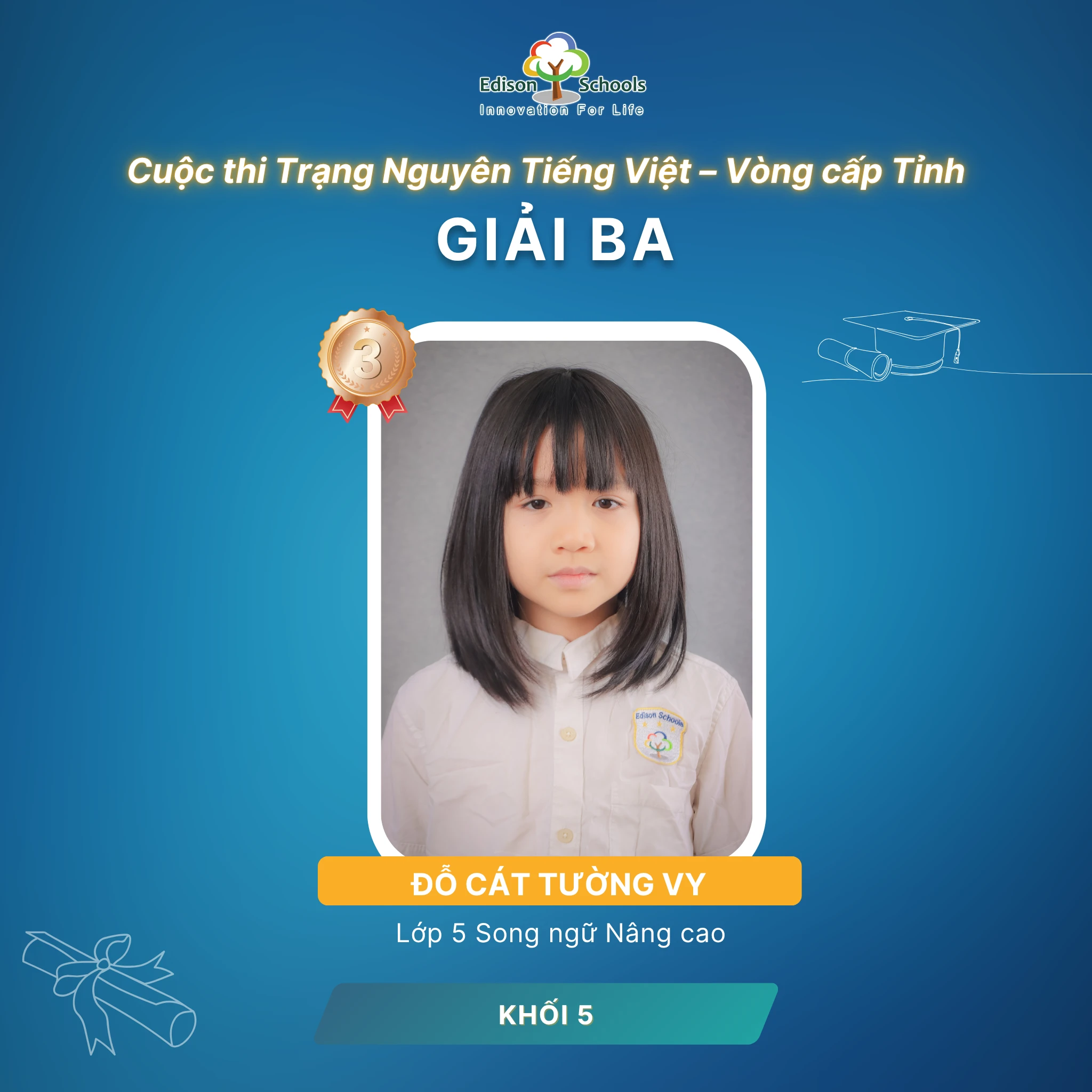 Học sinh lớp 5 Edison Ecopark đạt thành tích cao tại Trạng Nguyên Tiếng Việt cấp tỉnh