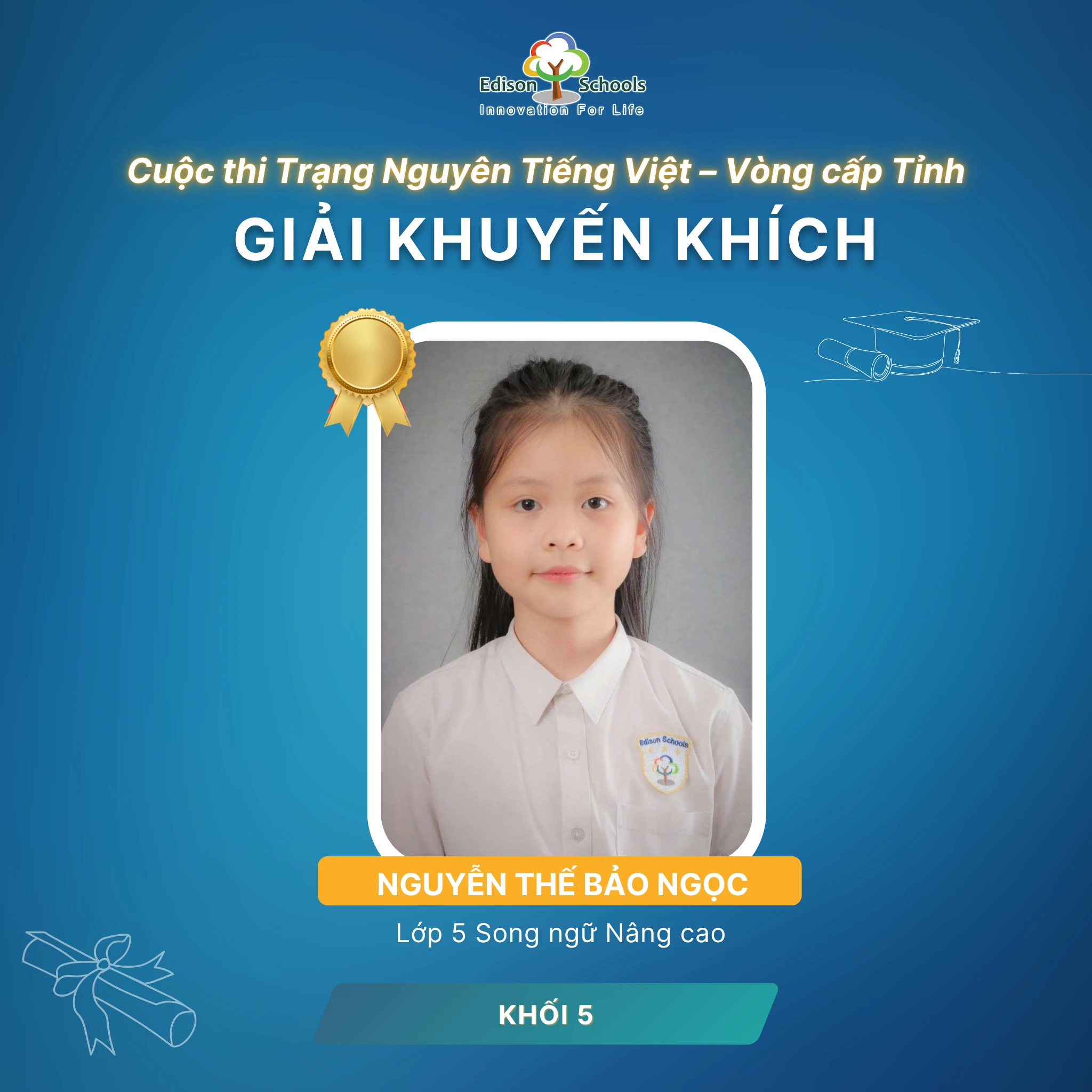 Học sinh lớp 5 Edison Ecopark đạt thành tích cao tại Trạng Nguyên Tiếng Việt cấp tỉnh