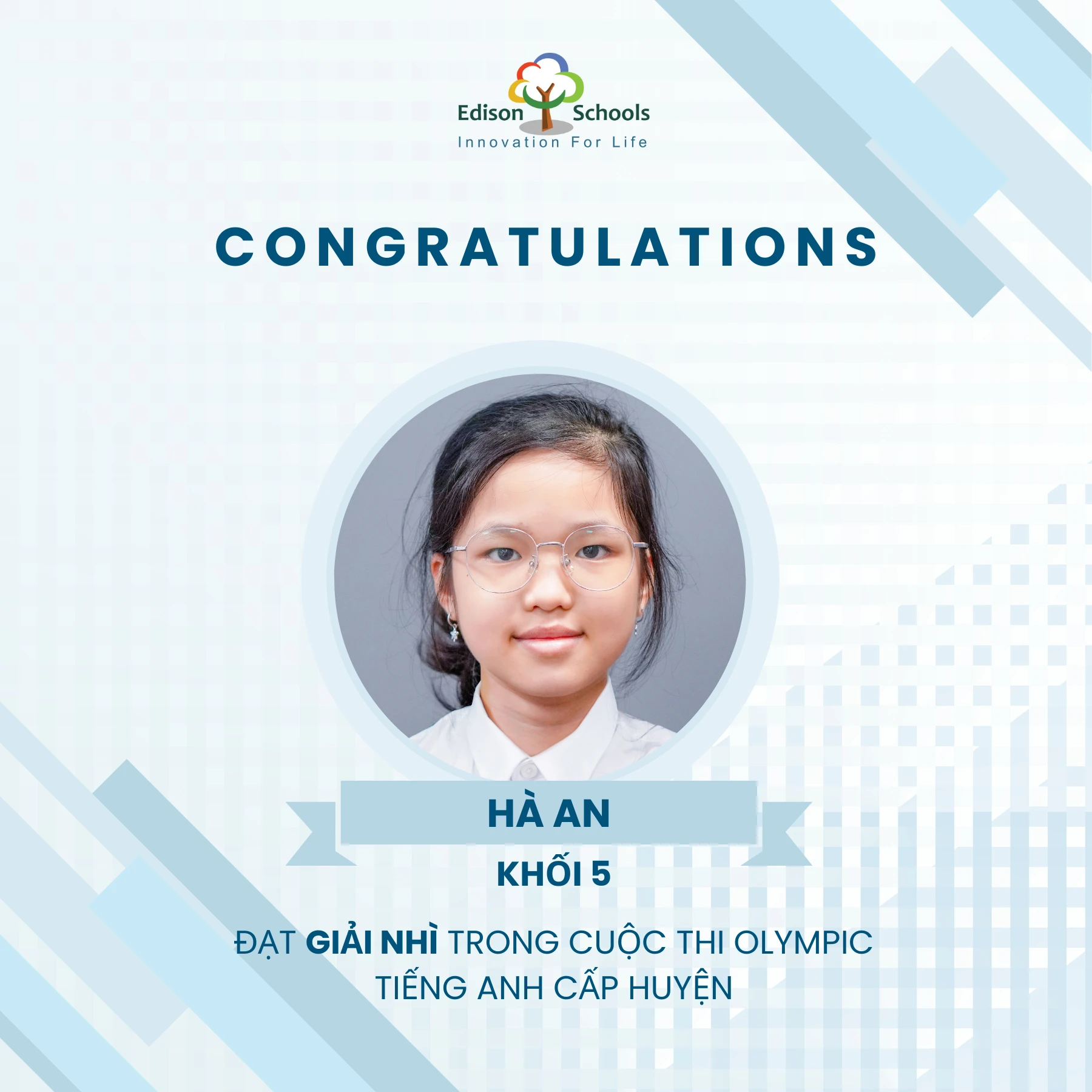 Thành tích xuất sắc của học sinh Edison Schools An Khánh tại cuộc thi Olympic tiếng Anh cấp huyện