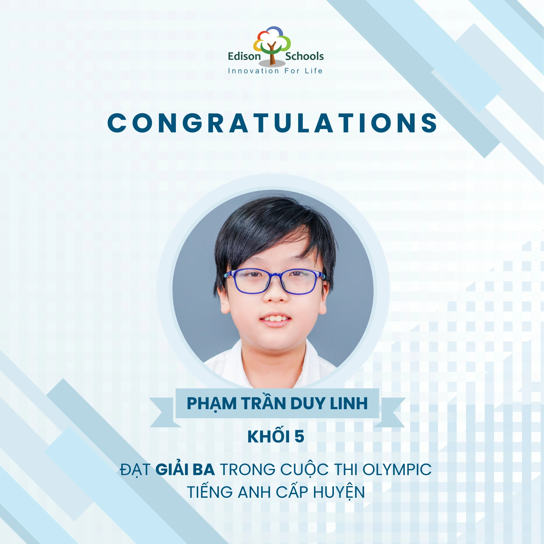 Thành tích xuất sắc của học sinh Edison Schools An Khánh tại cuộc thi Olympic tiếng Anh cấp huyện