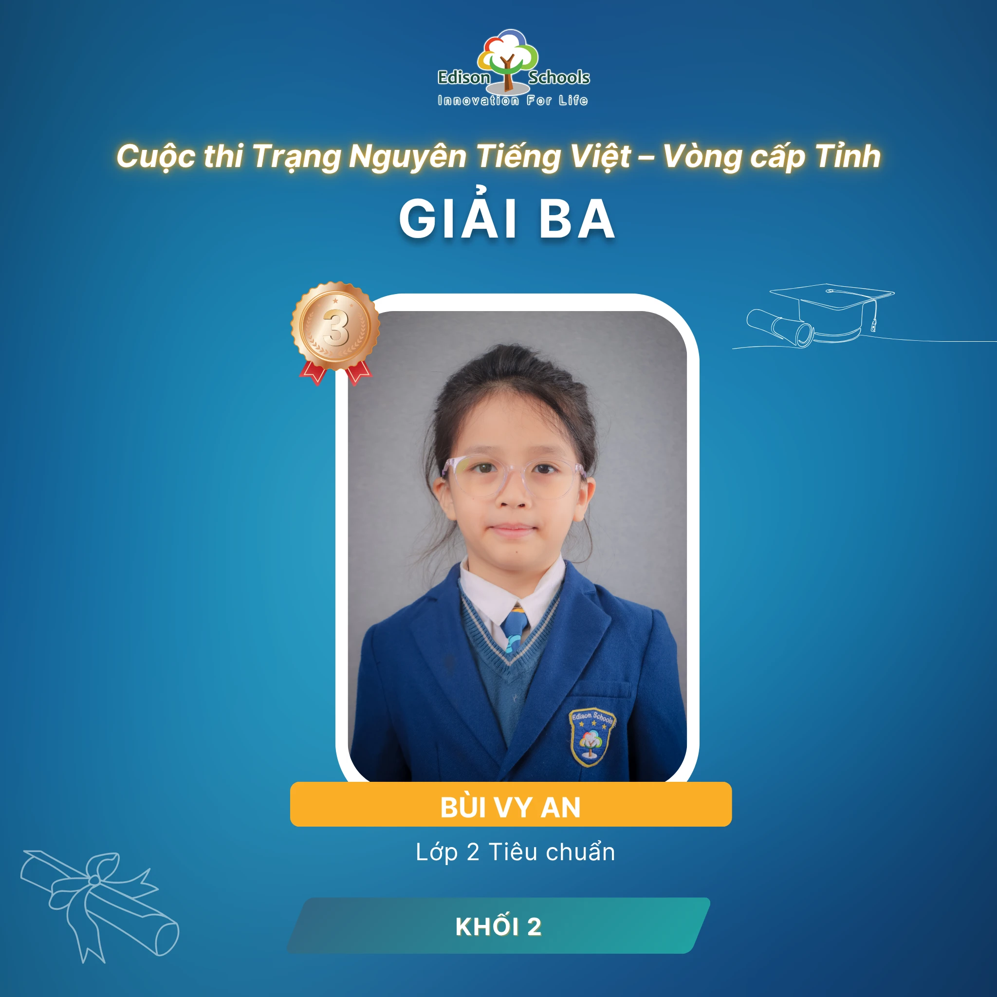 Học sinh lớp 2 Edison Ecopark đạt thành tích cao tại Trạng Nguyên Tiếng Việt cấp tỉnh