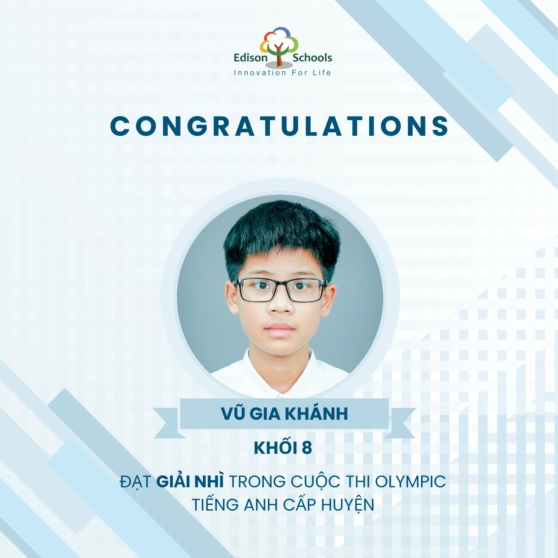 Thành tích xuất sắc của học sinh Edison Schools An Khánh tại cuộc thi Olympic tiếng Anh cấp huyện