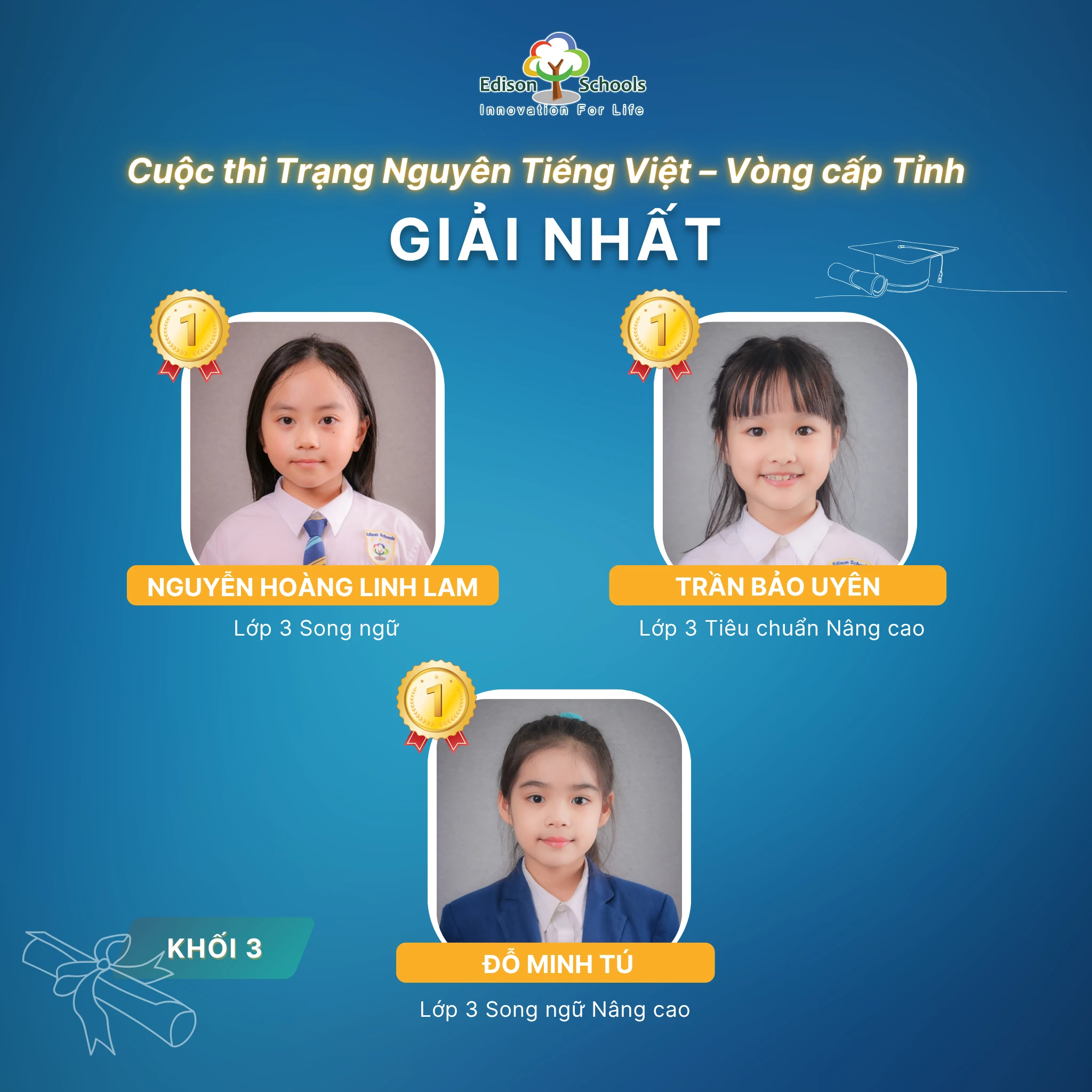 Học sinh lớp 3 Edison Ecopark đạt thành tích cao tại Trạng Nguyên Tiếng Việt cấp tỉnh