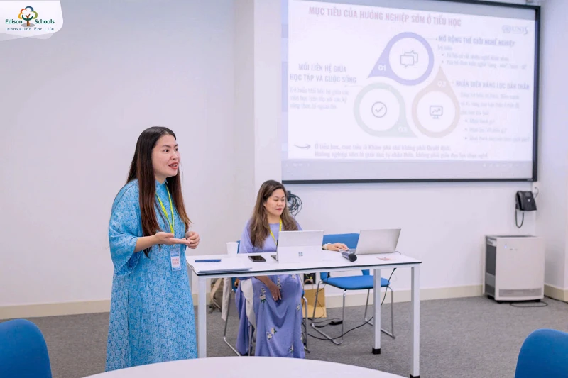 cô Nguyễn Thanh Thuỷ và cô Lê Thị Hoàng Linh chia sẻ về giáo dục tài chính cho học sinh tiểu học tại LTV 2026