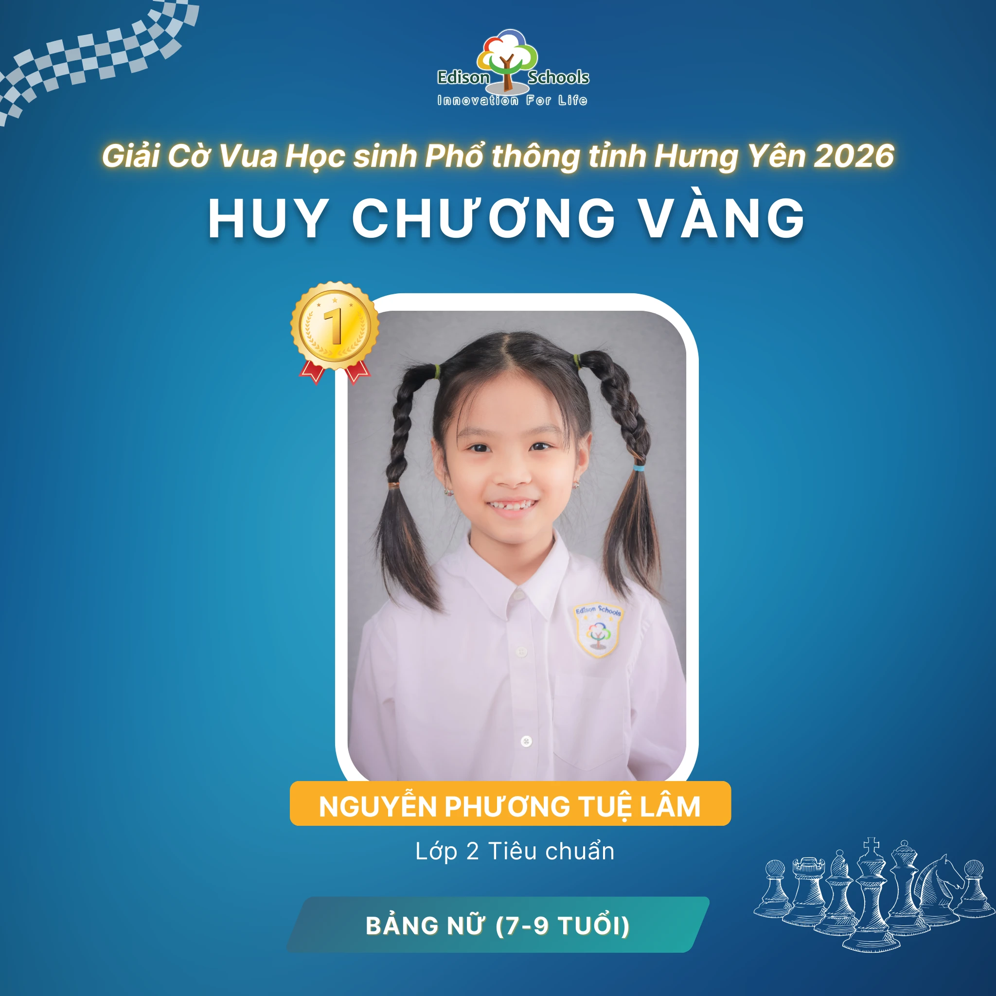 Học Sinh Edison Ecopark Giành Huy Chương Vàng Cờ Vua Học Sinh Tỉnh Hưng Yên