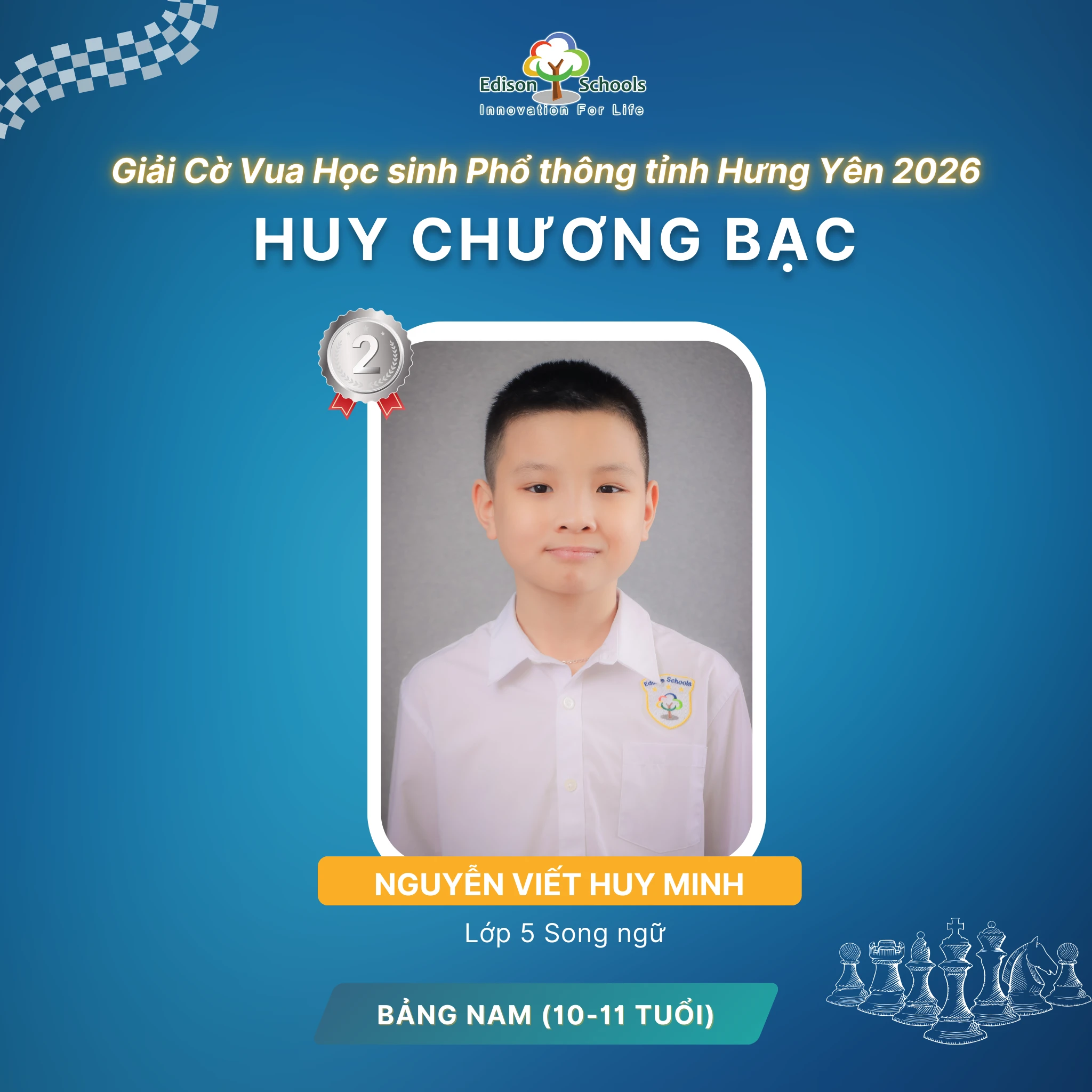 Học Sinh Edison Ecopark Giành Huy Chương Vàng Cờ Vua Học Sinh Tỉnh Hưng Yên